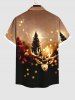 Plus Size Christmas Tree Elk Ball Light Spots Glitter 3D Print Buttons Pocket Shirt For Men -  
