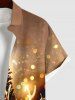 Plus Size Christmas Tree Elk Ball Light Spots Glitter 3D Print Buttons Pocket Shirt For Men -  