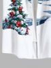 Plus Size Christmas Tree Bowknot Snowflake House Print Buttons Pocket Shirt For Men -  