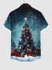 Chemise grande taille homme imprimée sapin de Noël, boules, étoiles et flocons de neige, boîte cadeau, boutons et poche - Multi-A 4XL
