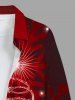 Chemise Manches Longues à Imprimé Sapins de Noël et Etoiles Brillantes et Flocons de Neige Grande-Taille pour Hommes - Rouge M