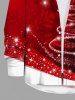 Chemise Manches Longues à Imprimé Sapins de Noël et Etoiles Brillantes et Flocons de Neige Grande-Taille pour Hommes - Rouge M