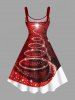 Plus Size Glitter Stars Christmas Tree Ombre Snowflake Print A Line Tank Dress -  