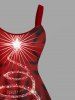 Plus Size Glitter Stars Christmas Tree Ombre Snowflake Print A Line Tank Dress -  