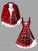 Plus Size Glitter Stars Christmas Tree Ombre Snowflake Print A Line Tank Dress -  