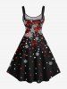 Plus Size Christmas Snowflake Bowknot Polka Dot Print A Line Tank Dress -  