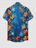 Plus Size Christmas Ombre Snowflake Galaxy Maple Leaves Print Button Pocket Shirt For Men -  