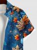 Plus Size Christmas Ombre Snowflake Galaxy Maple Leaves Print Button Pocket Shirt For Men -  
