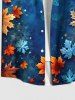 Plus Size Christmas Ombre Snowflake Galaxy Maple Leaves Print Button Pocket Shirt For Men -  