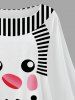 Plus Size Christmas Snowman Face Striped Scarf Print Cape Cloak -  