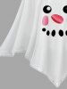 Plus Size Christmas Snowman Face Striped Scarf Print Cape Cloak -  