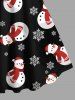 Robe Débardeur avec Nœud Papillon à Imprimé Bonhomme de Neige et Flocons de Neige de Noël Grande-Taille - Noir S