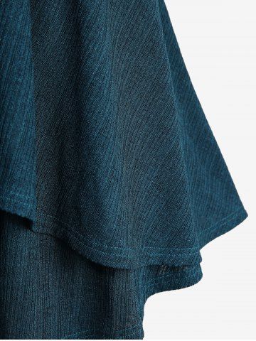 Plus Size Ruffles Ruched Chain Panel Silk Waist Ribbed Textured Buckle Tank Top