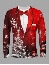 Plus Size Christmas Tree Snowflake Ombre Galaxy 3D Suit Pattern Print Ugly Funny Long Sleeves T-shirt For Men -  