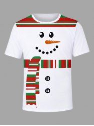 Plus Size Christmas Snowman Colorful Striped Print T-shirt For Men -  