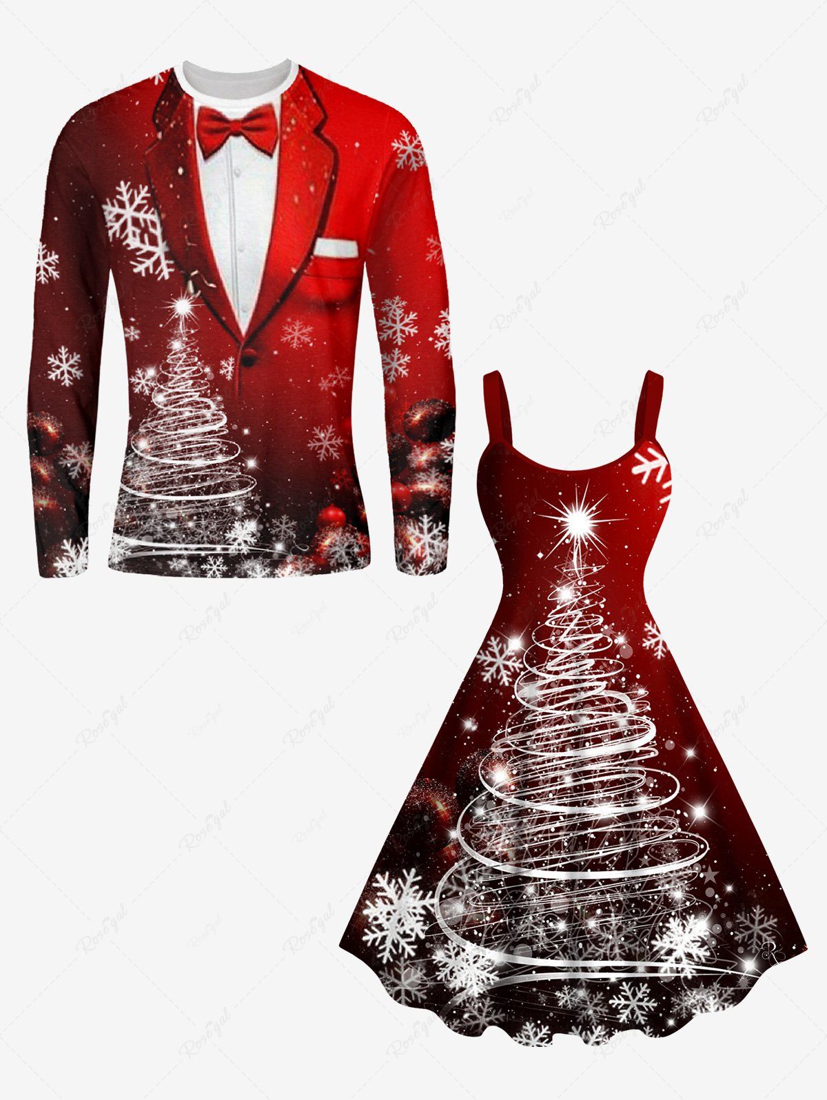 Shop Christmas Tree Snowflake Ombre Galaxy Print Plus Size Matching Outfit For Couples  