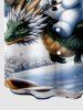 Tenue Trapèze Ombrée Imprimé Dragon et Flocon de Neige de Noël Grande Taille pour Couples - Multi-A 
