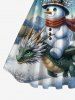 Tenue Trapèze Ombrée Imprimé Dragon et Flocon de Neige de Noël Grande Taille pour Couples - Multi-A 