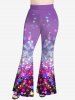 Plus Size Glitter Sparkling Christmas Sequins Stars Print Flare Pants -  