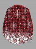 Chemise Flocon de Neige à Carreaux Imprimé en Blocs de Couleurs à Manches Longues de Grande Taille avec Poche - Rouge 8XL