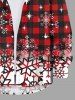 Chemise Flocon de Neige à Carreaux Imprimé en Blocs de Couleurs à Manches Longues de Grande Taille avec Poche - Rouge 8XL