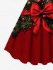 Plus Size Christmas Ball Tree Snowflake Bowknot Print Tank Dress -  
