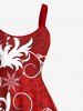 Robe Débardeur à Imprimé Feuilles Fleurs Flocons de Neige et Boule de Noël Grande-Taille - Rouge L