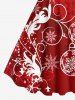 Robe Débardeur à Imprimé Feuilles Fleurs Flocons de Neige et Boule de Noël Grande-Taille - Rouge L