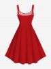 Plus Size Christmas Ball Tree Snowflake Bowknot Print Tank Dress -  