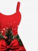 Plus Size Christmas Ball Tree Snowflake Bowknot Print Tank Dress -  