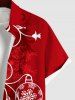 Plus Size Christmas Ball Snowflake Floral Leaf Print Buttons Pocket Shirt For Men -  