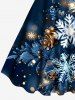Robe Débardeur Métallique Imprimé Flocons de Neige et Fleurs de Noël 3D Grande Taille - Bleu 3X