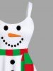 Plus Size Christmas Snowman Striped Scarf Print Tank Dress -  