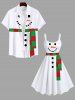 Plus Size Christmas Snowman Striped Scarf Print Tank Dress -  