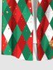 Plus Size Christmas Elf Rhombus Lattice Colorblock Print Buttons Pocket Shirt For Men -  