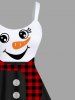 Plus Size Christmas Snowman Plaid Scarf Print A Line Tank Dress -  