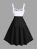 Robe Ligne A Bonhomme de Neige et Carreaux Imprimés de Grande Taille - Noir 1X