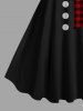 Robe Ligne A Bonhomme de Neige et Carreaux Imprimés de Grande Taille - Noir 1X