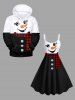 Robe Ligne A Bonhomme de Neige et Carreaux Imprimés de Grande Taille - Noir 1X