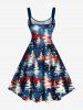 Robe Débardeur Trapèze Imprimé Drapeau Américain et Étoile Grande Taille - Bleu 2X