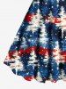 Robe Débardeur Trapèze Imprimé Drapeau Américain et Étoile Grande Taille - Bleu 2X