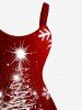Plus Size Christmas Tree Snowflake Ombre Galaxy Print A Line Tank Dress -  
