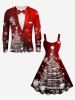 Plus Size Christmas Tree Snowflake Ombre Galaxy Print A Line Tank Dress -  