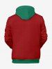 Plus Size Christmas Letters Textured Two Tone Print Pocket Drawstring Pullover Long Sleeves Hoodie For Men -  