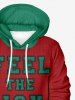 Plus Size Christmas Letters Textured Two Tone Print Pocket Drawstring Pullover Long Sleeves Hoodie For Men -  