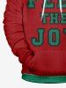 Plus Size Christmas Letters Textured Two Tone Print Pocket Drawstring Pullover Long Sleeves Hoodie For Men -  
