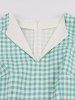 Plaid Print Bowknot Lapel Collar Pocket Vintage Dress -  