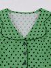 Robe Vintage avec Boutons à Pois à Col Revers - Vert M