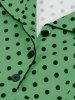 Robe Vintage avec Boutons à Pois à Col Revers - Vert M