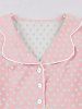 Polka Dots Print Lapel Collar Buttons Vintage Dress -  